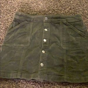 Green velvet skirt